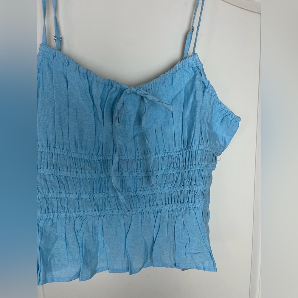 Nordstrom NSR Designer Light Blue Smocked Adjustable Top Juniors Medium - Picture 5 of 16